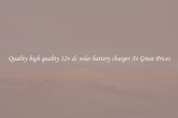Quality high quality 12v dc solar battery charger At Great Prices