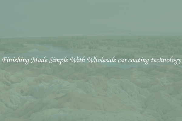 Finishing Made Simple With Wholesale car coating technology