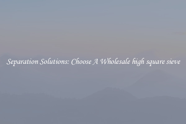Separation Solutions: Choose A Wholesale high square sieve